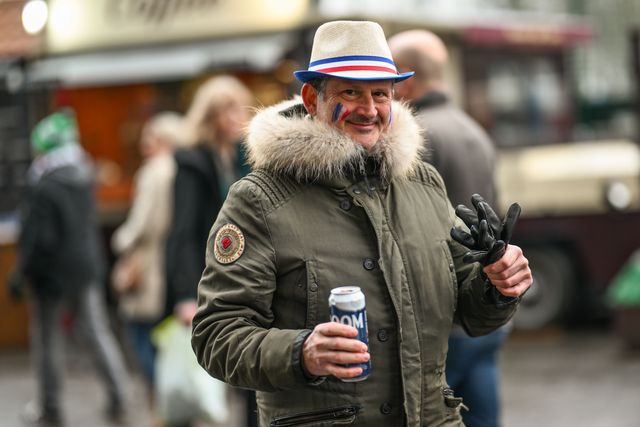 France fans enjoy the pre match atmosphere ahead of the 2025 Guinness 6 Nations match England vs France at Allianz Stadium,, Twickenham, United Kingdom, 8th February 2025

(Photo by Craig Thomas/News Images)