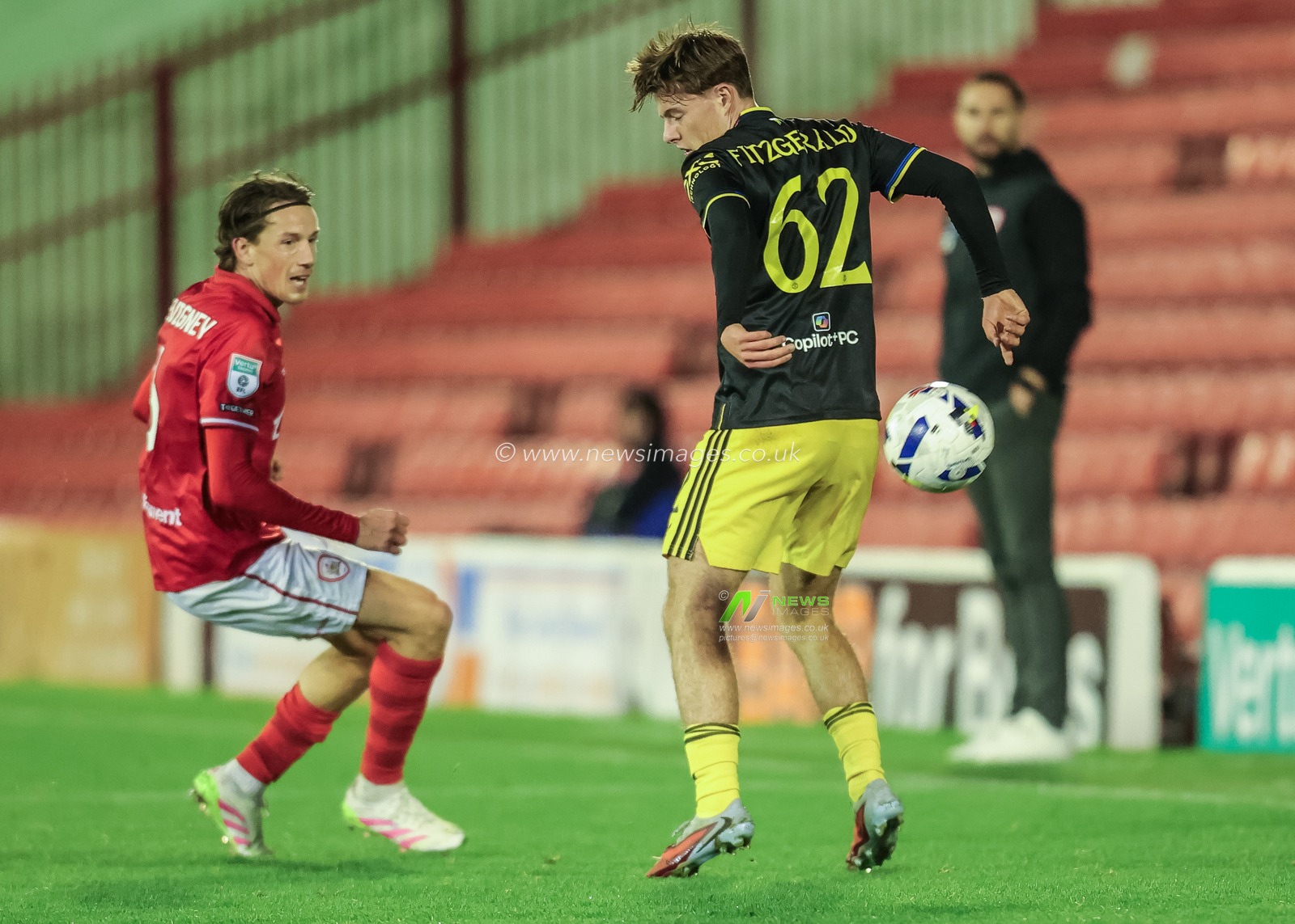 Jayce Fitzgerald of Manchester United in action during the The Vertu Trophy Group D match Barnsley vs Manchester United U21 at Oakwell, Barnsley, United Kingdom, 21st October 2025

(Photo by Richard Bierton/News Images)