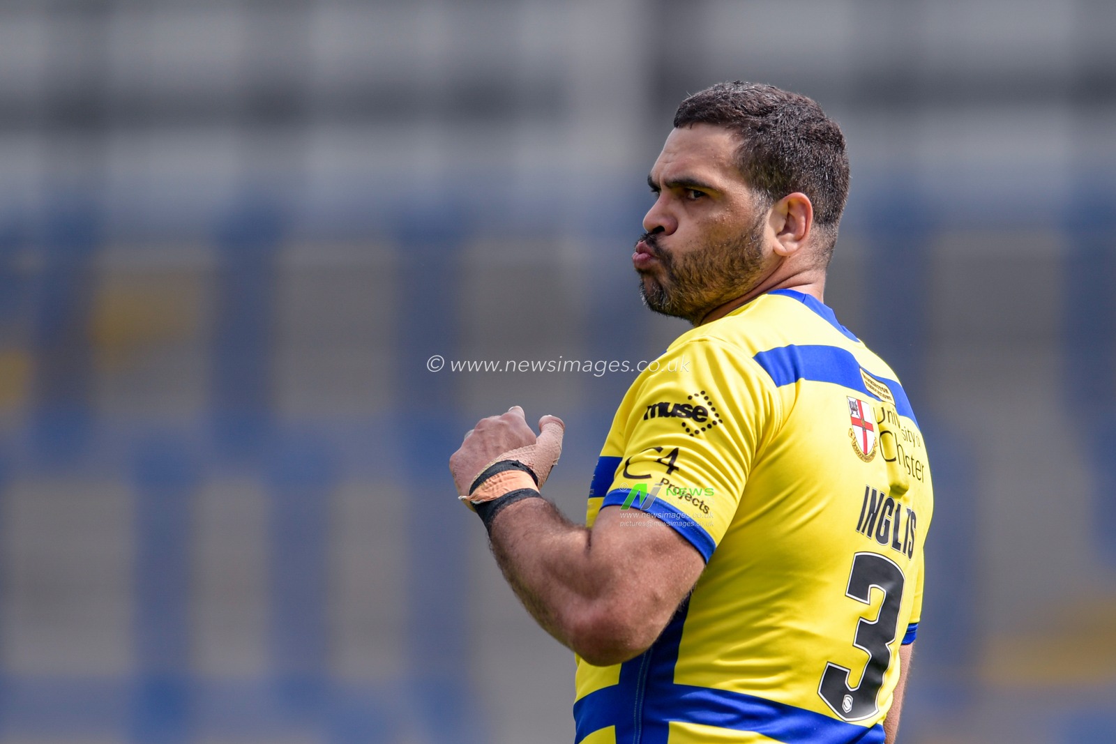 Greg Inglis (3) of Warrington Wolves in action during the game
