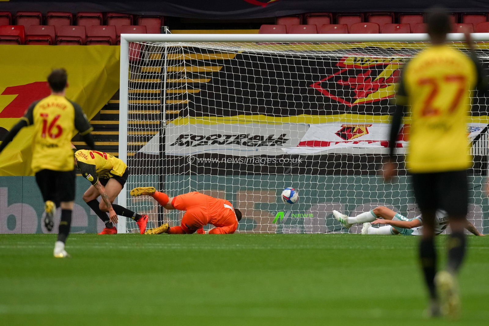 Stipe Perica (25) of Watford scores the opening goal of the game to make it  1:0