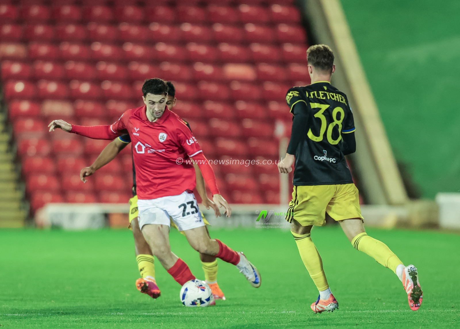 Neil Farrugia of Barnsley in action during the The Vertu Trophy Group D match Barnsley vs Manchester United U21 at Oakwell, Barnsley, United Kingdom, 21st October 2025

(Photo by Richard Bierton/News Images)