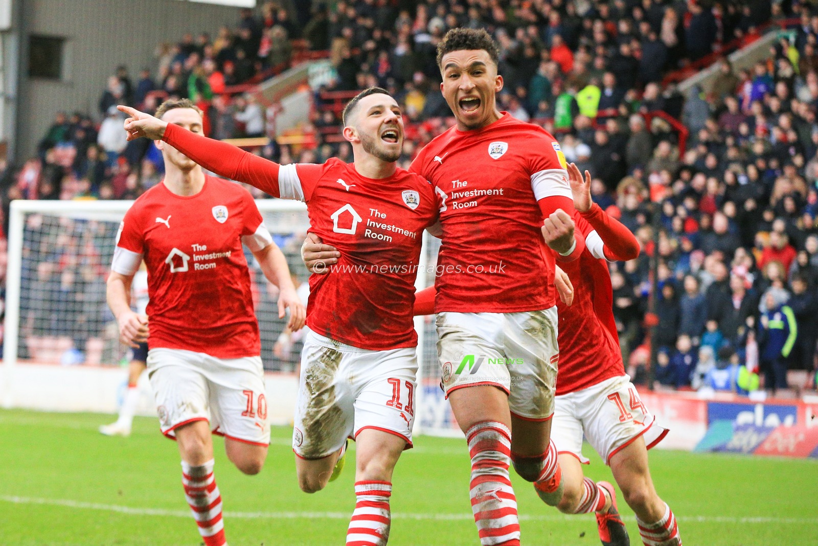 22nd February 2020, Oakwell, Barnsley, England; Sky Bet Championship, Barnsley v Middlesbrough : Conor Chaplin (11) of Barnsley celebrates his goal to make it 1-0