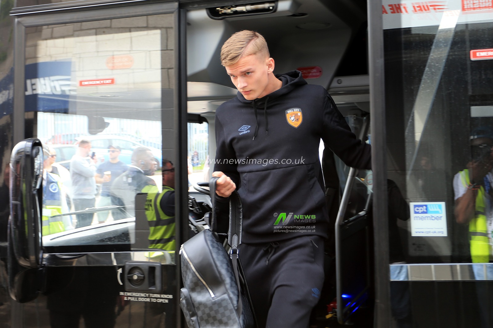 Marcus Forss #44 of Hull City arrives at the stadium.