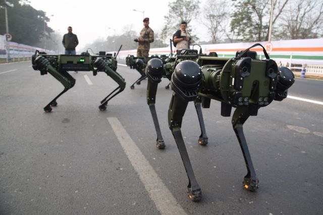 Indian Army  showcases  Robotic Mules  ahead the Final dress rehearsal for the upcoming Republic Day parade in Red Road , Kolkata, India, on January 24, 2025. Indian Army Robotic Mules will also register their presence at the prestigious annual republic day parade for the first time ahead of the Republic Day parade.Pictures by Debajyoti Chakraborty.(Photo: Debajyoti Chakraborty/News Images)