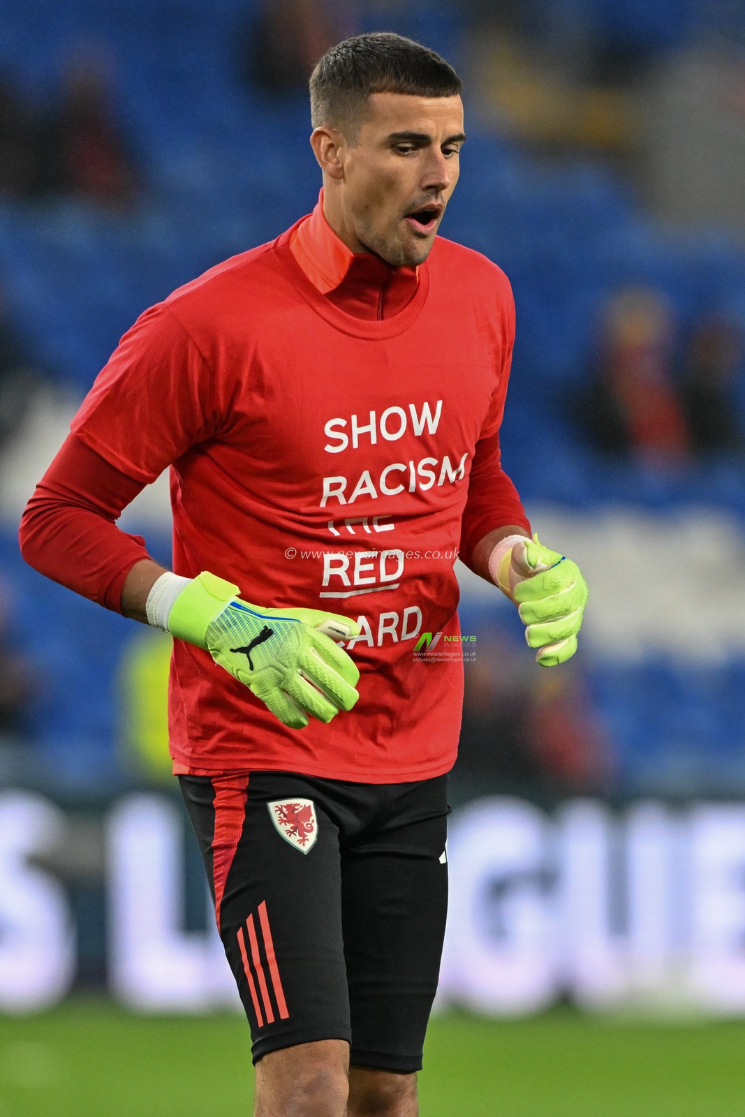 Karl Darlow of Wales in the pre-game warmup during the UEFA Nations League - League B - Group 4 match Wales vs Montenegro at Cardiff City Stadium, Cardiff, United Kingdom, 14th October 2024

(Photo by Cody Froggatt/News Images)