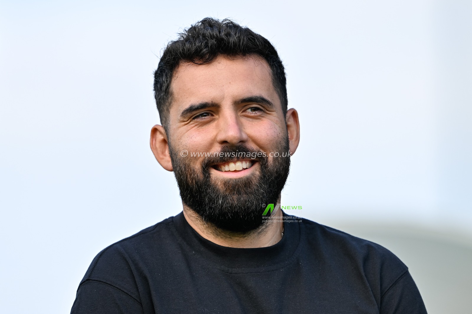 GonÃ§alo Feio Head coach of Legia Warszawa all smiles while being interviewed ahead of the UEFA Europa Conference League Second Qualifying Round 2nd leg match Caernarfon Town vs Legia Warsaw at Nantporth, Bangor, United Kingdom, 1st August 2024

(Photo by Cody Froggatt/News Images)