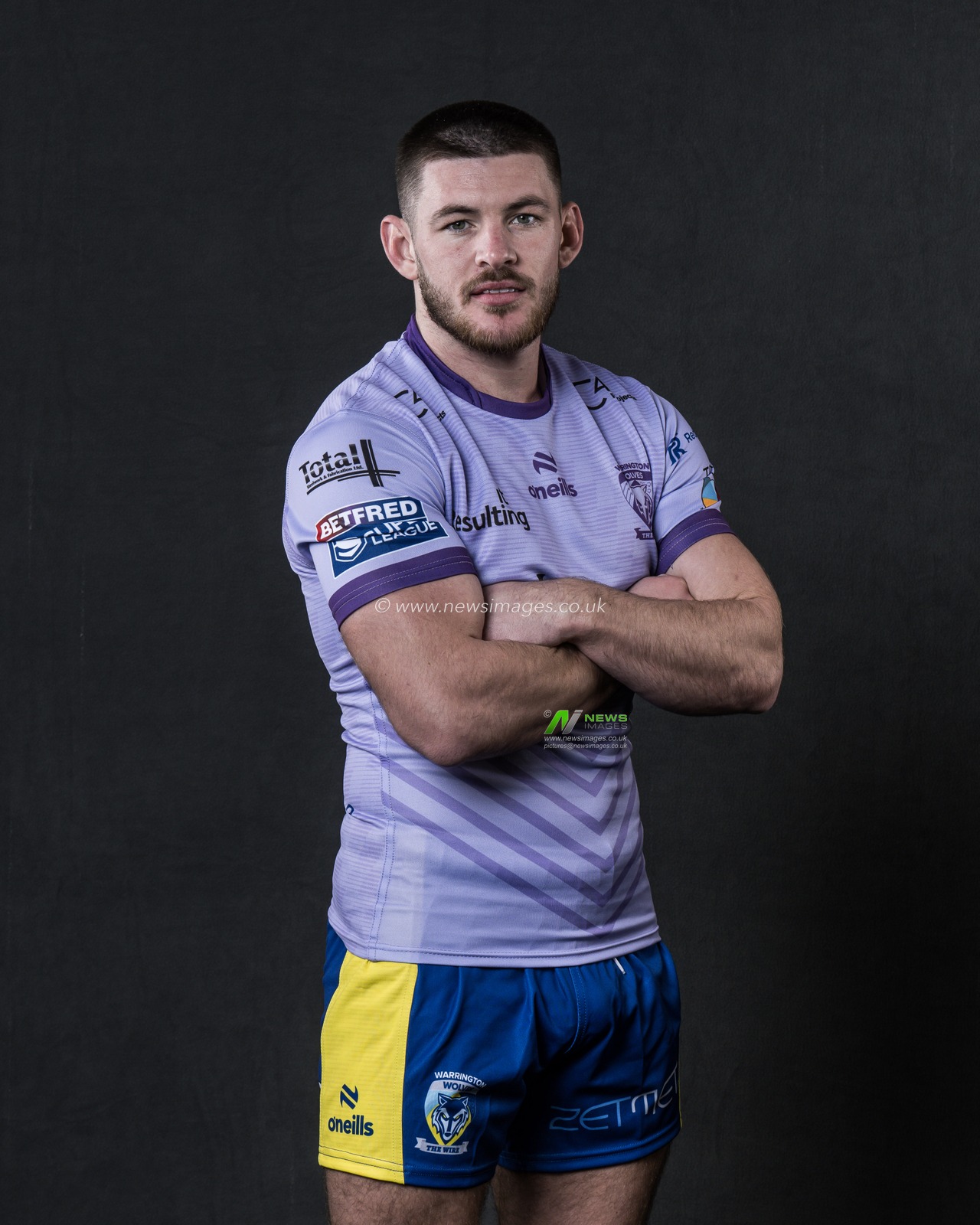 Danny Walker in the away shirt during the Warrington Wolves Team media day at Warrington wolves training centre, Warrington, United Kingdom, 16th January 2025

(Photo by Craig Thomas/News Images)