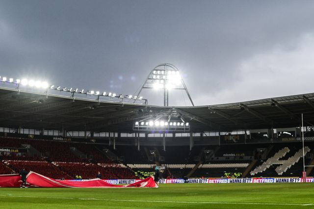 A general view of MKM Stadium ahead of the World Club Challenge 2026 match Hull KR vs Brisbane Broncos at MKM Stadium, Hull, United Kingdom on 19 February 2026

(Photo by Alfie Cosgrove/News Images)