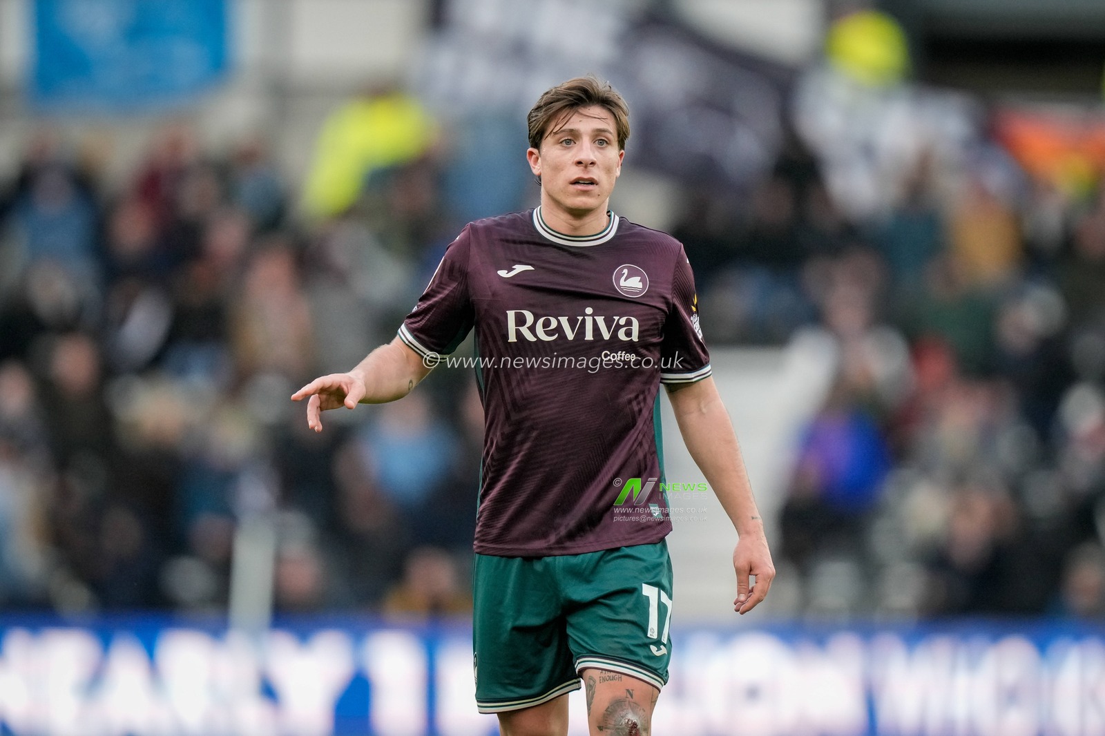 Goncalo Franco of Swansea City gives his team instructions  during the Sky Bet Championship match Derby County vs Swansea City at Pride Park Stadium, Derby, United Kingdom on 14 February 2026

(Photo by Maynard Manyowa/News Images)