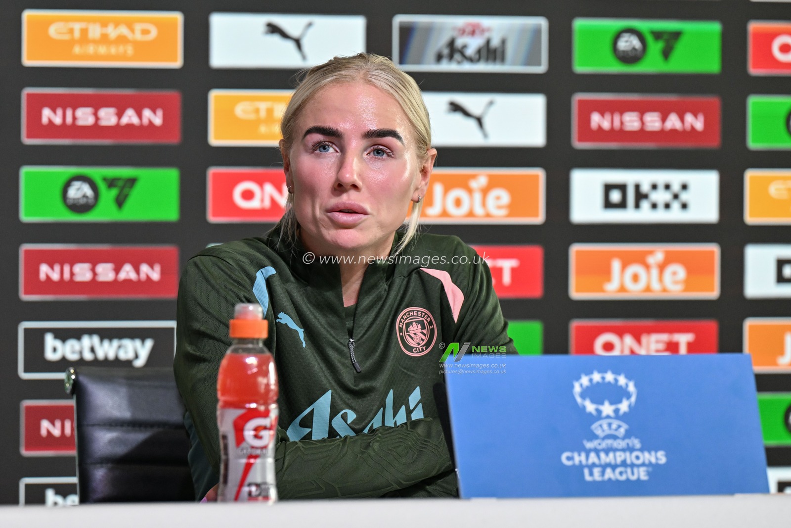 Alex Greenwood of Manchester City Women during Manchester City women's Champions League Press Conference at Joie Stadium, Manchester, United Kingdom, 8th October 2024

(Photo by Cody Froggatt/News Images)