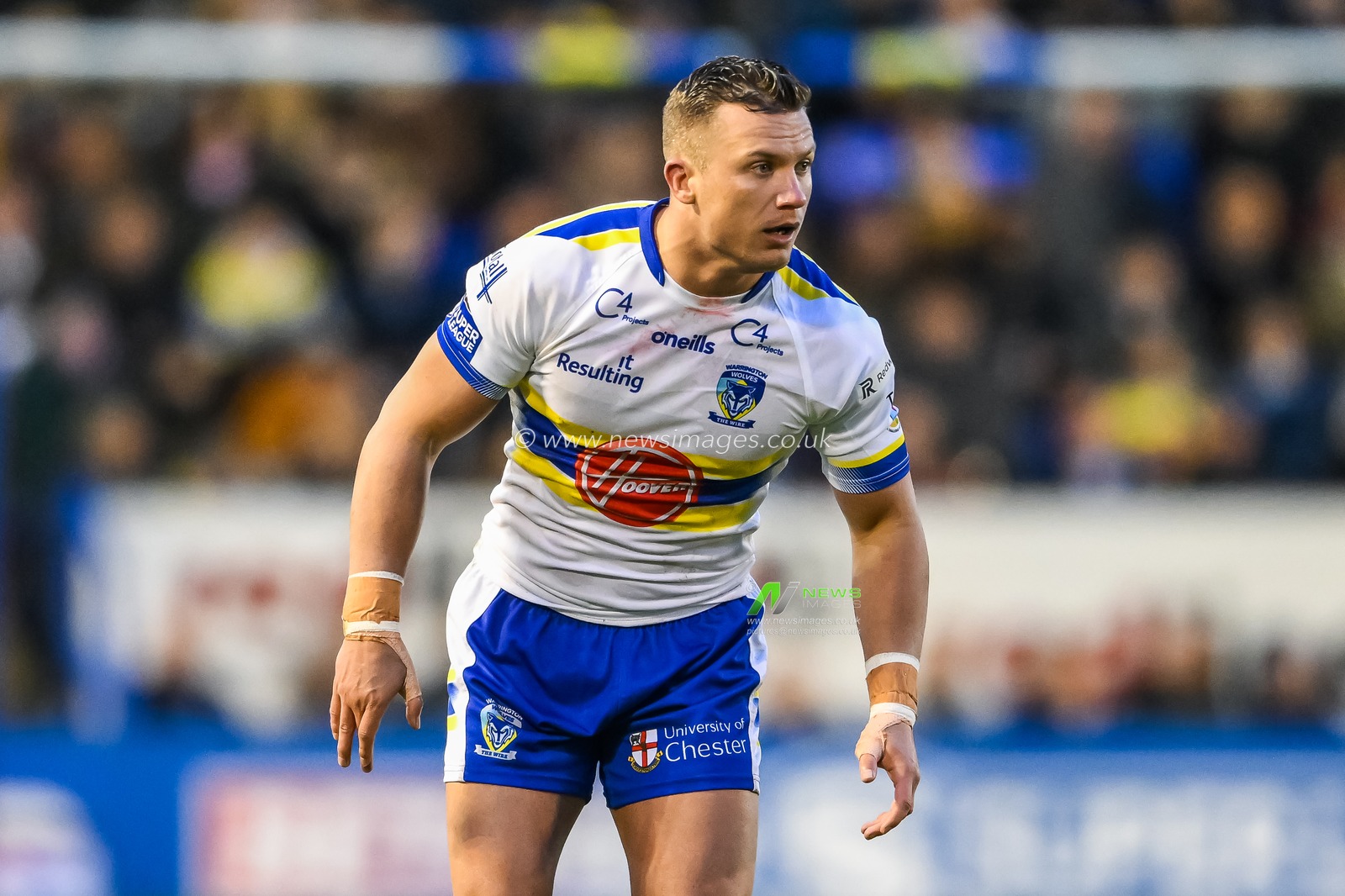 Josh Drinkwater #7 of Warrington Wolves during the Betfred Super League Round 9 match Warrington Wolves vs Wigan Warriors at Halliwell Jones Stadium, Warrington, United Kingdom, 14th April 2023

(Photo by Craig Thomas/News Images)
