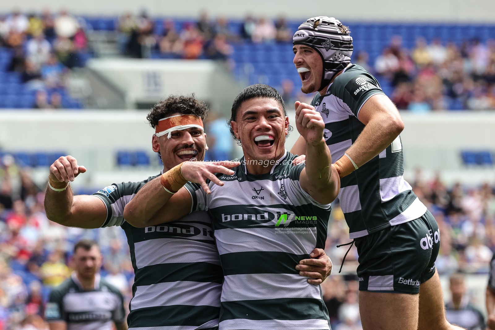Chris Patolo of Huddersfield Giants celebrates his try during the Betfred Super League Magic Weekend match Huddersfield Giants vs York Knights at Hill Dickinson Stadium, Liverpool, United Kingdom on 04 July 2026

(Photo by Mark Cosgrove/News Images)