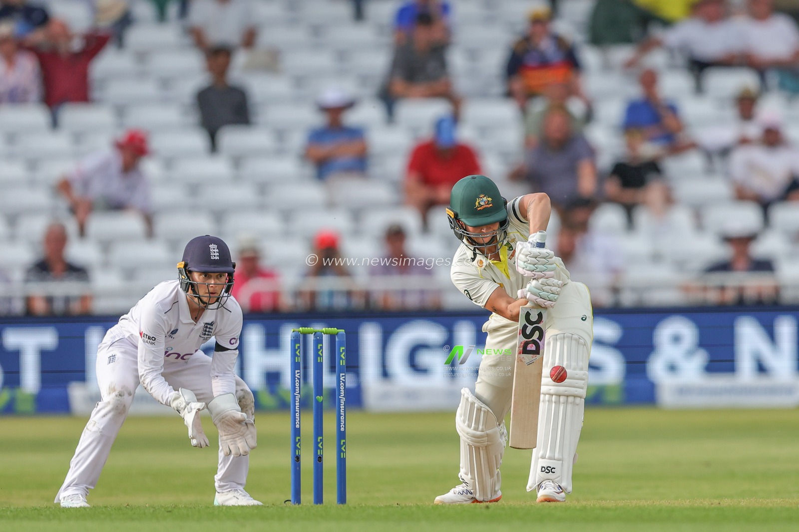Ashleigh Gardner of Australia hits a safety shot during the Metro Bank Women's Ashes 2023 match England vs Australia at Trent Bridge, Nottingham, United Kingdom, 22nd June 2023

(Photo by Mark Cosgrove/News Images)