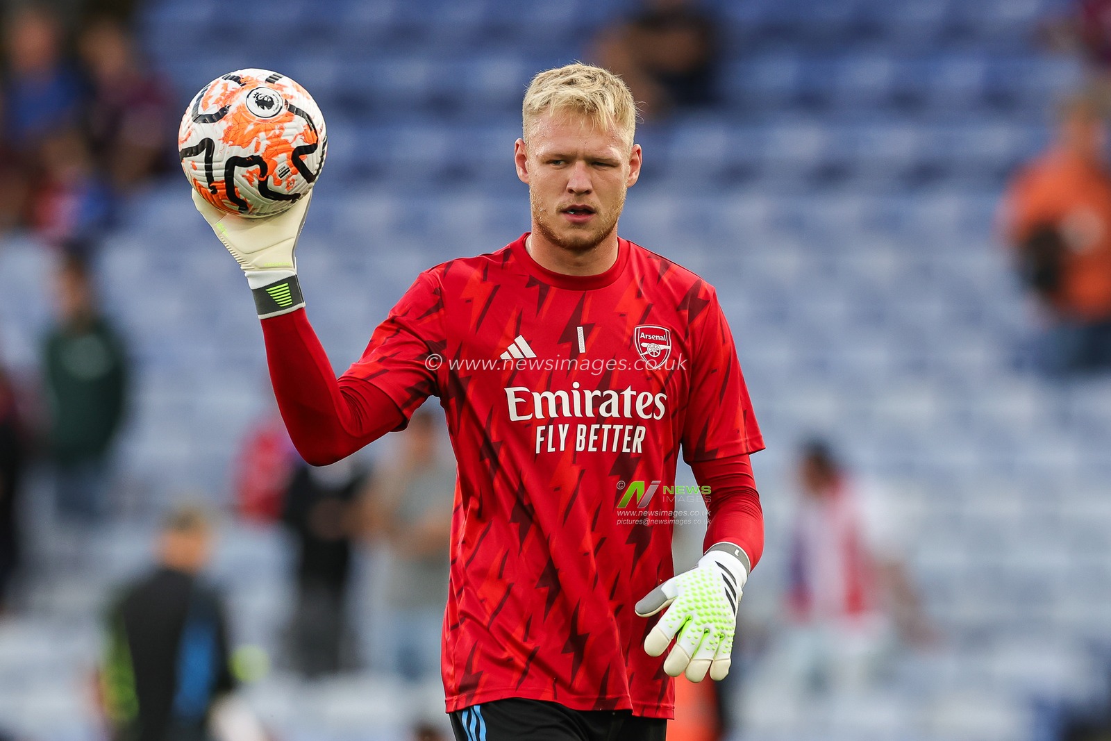 Aaron Ramsdale #1 of Arsenal during the pre-game warmup ahead of the Premier League match Crystal Palace vs Arsenal at Selhurst Park, London, United Kingdom, 21st August 2023

(Photo by Mark Cosgrove/News Images)
