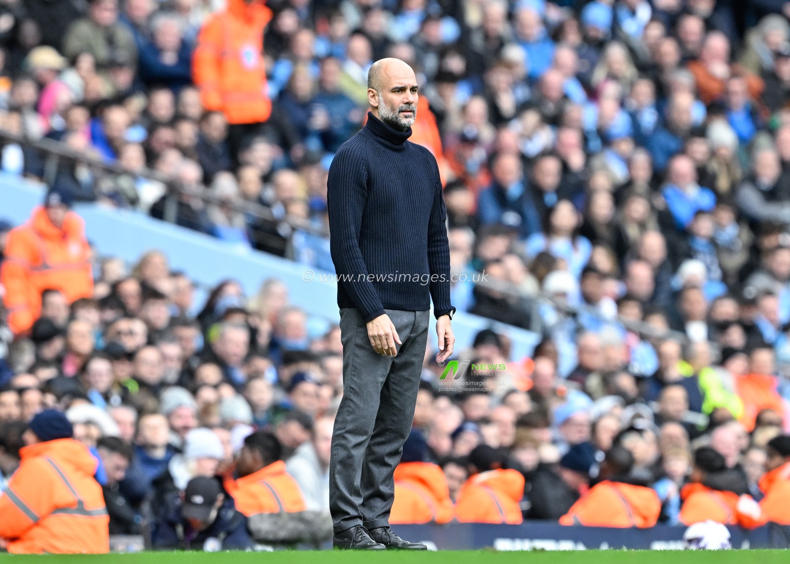 Pep Guardiola manager of Manchester City, during the Premier League match Manchester City vs Luton Town at Etihad Stadium, Manchester, United Kingdom, 13th April 2024

(Photo by Cody Froggatt/News Images)