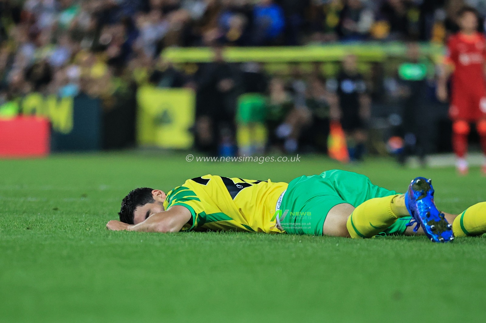 Pierre Lees-Melou #20 of Norwich City reacts after skying the ball over the bar