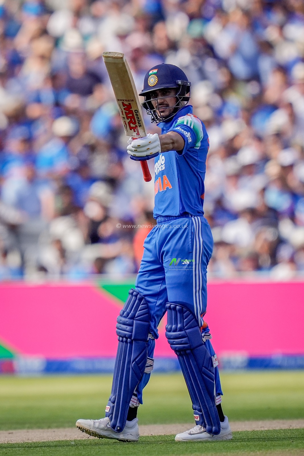 India captain Shubman Gill celebrates a half century  during the 1st Metro Bank ODI match England vs India at Edgbaston, Birmingham, United Kingdom on 14 July 2026

(Photo by Maynard Manyowa/News Images)