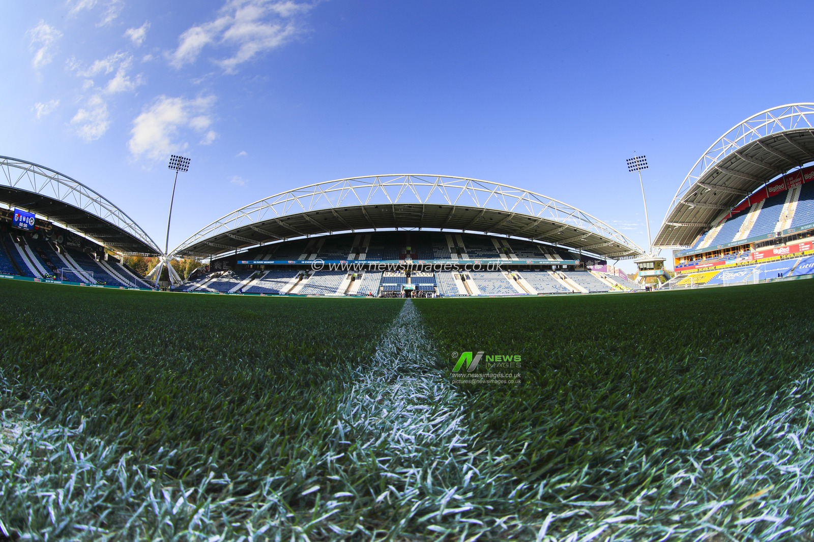 Interior pitch side view of the John Smithâ€™s stadium ahead of the Sky Bet Championship match Huddersfield Town vs Swansea City at John Smith's Stadium, Huddersfield, United Kingdom, 12th November 2022

(Photo by Conor Molloy/News Images)