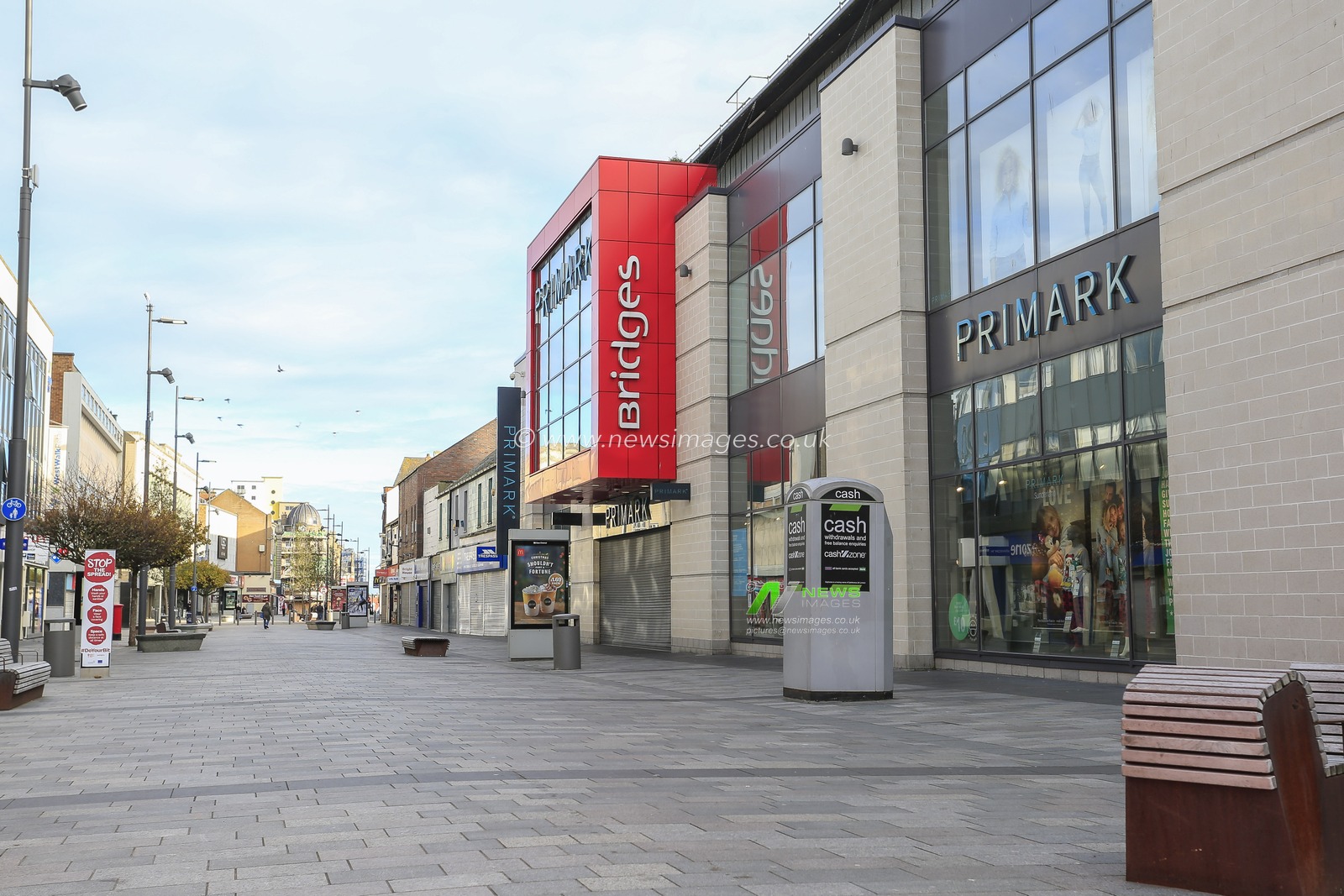 High Street West is very quiet on Day One of Covid-19 national lockdown 2 on the streets of Sunderland City Centre