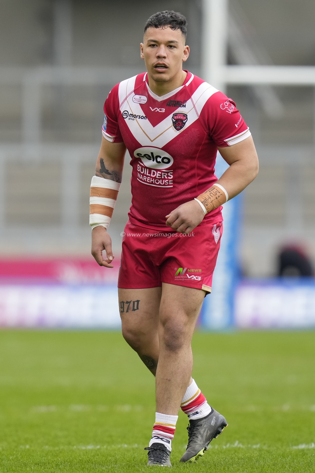 Tyler Dupree #16 of Salford Red Devils during the Betfred Super League Round 10 match Salford Red Devils vs Catalans Dragons at AJ Bell Stadium, Eccles, United Kingdom, 23rd April 2023

(Photo by Steve Flynn/News Images)