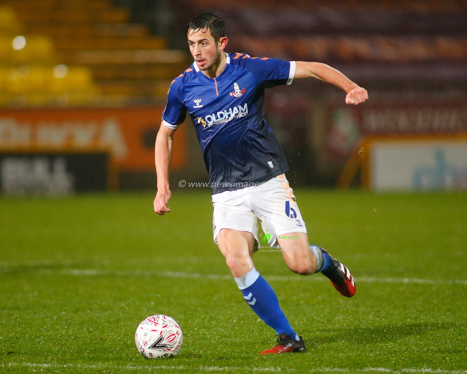 Ben Garrity #6 of Oldham Athletic on the attack