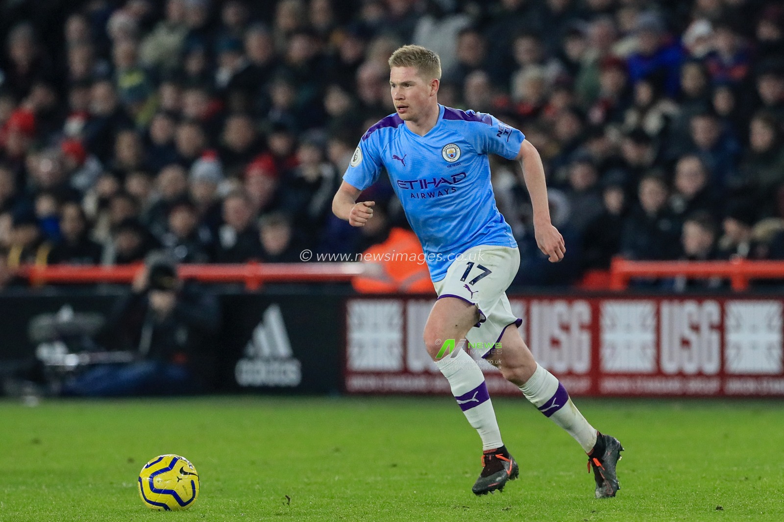 21st January 2020, Bramall Lane, Sheffield, England; Premier League, Sheffield United v Manchester City : Kevin De Bruyne (17) of Manchester City in action during the game