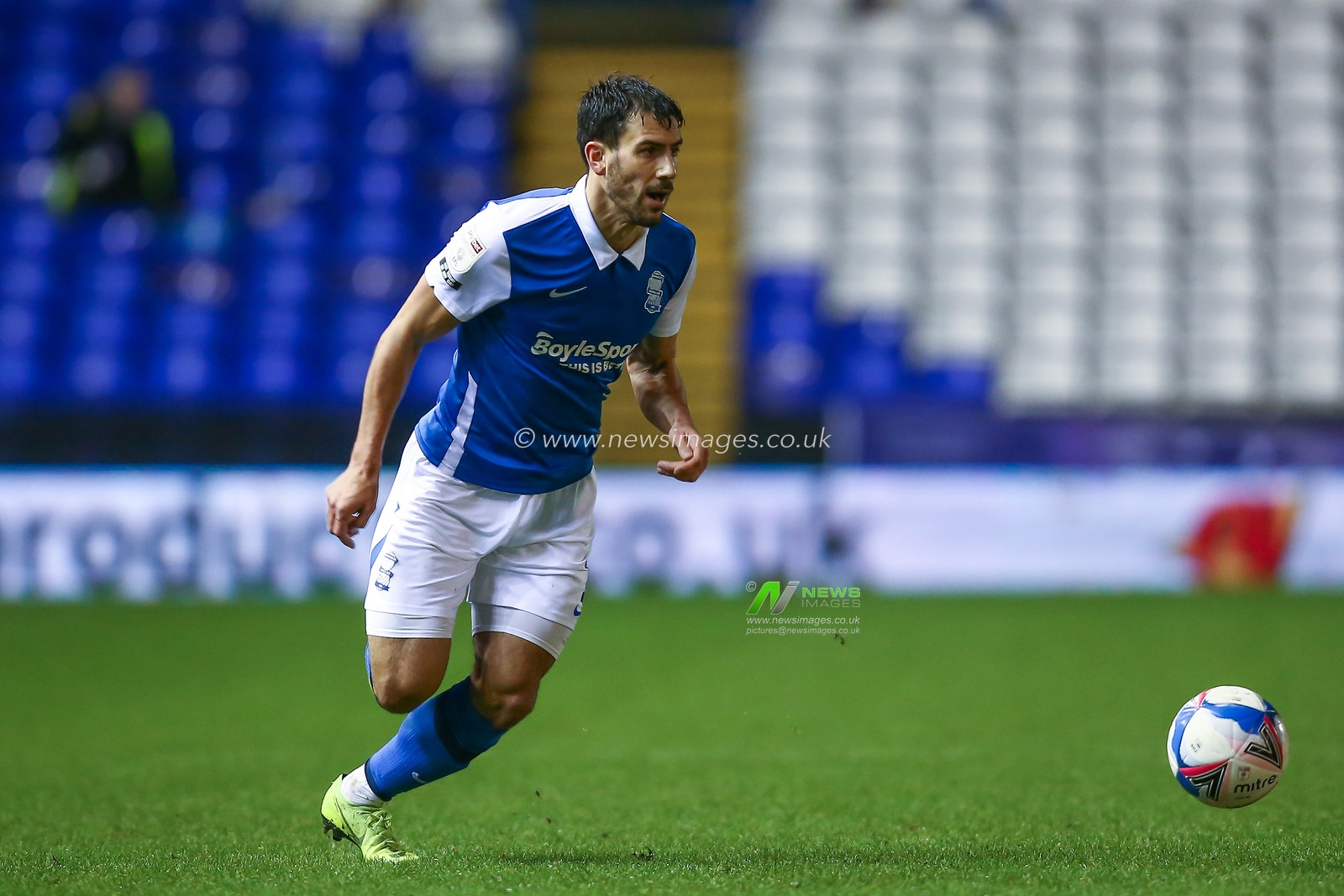 Maxime Colin #2 of Birmingham City dribbles the ball