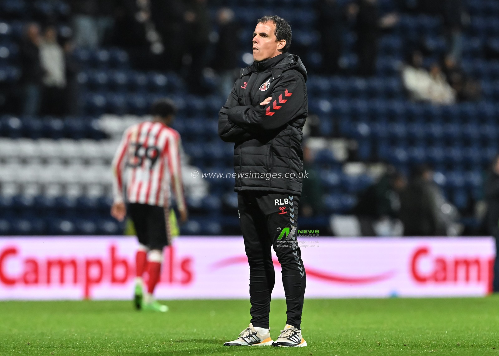 RÃ©gis Le Bris Head Coach of Sunderland looks dejected full time during the Carabao Cup match Preston North End vs Sunderland at Deepdale, Preston, United Kingdom, 13th August 2024

(Photo by Cody Froggatt/News Images)
