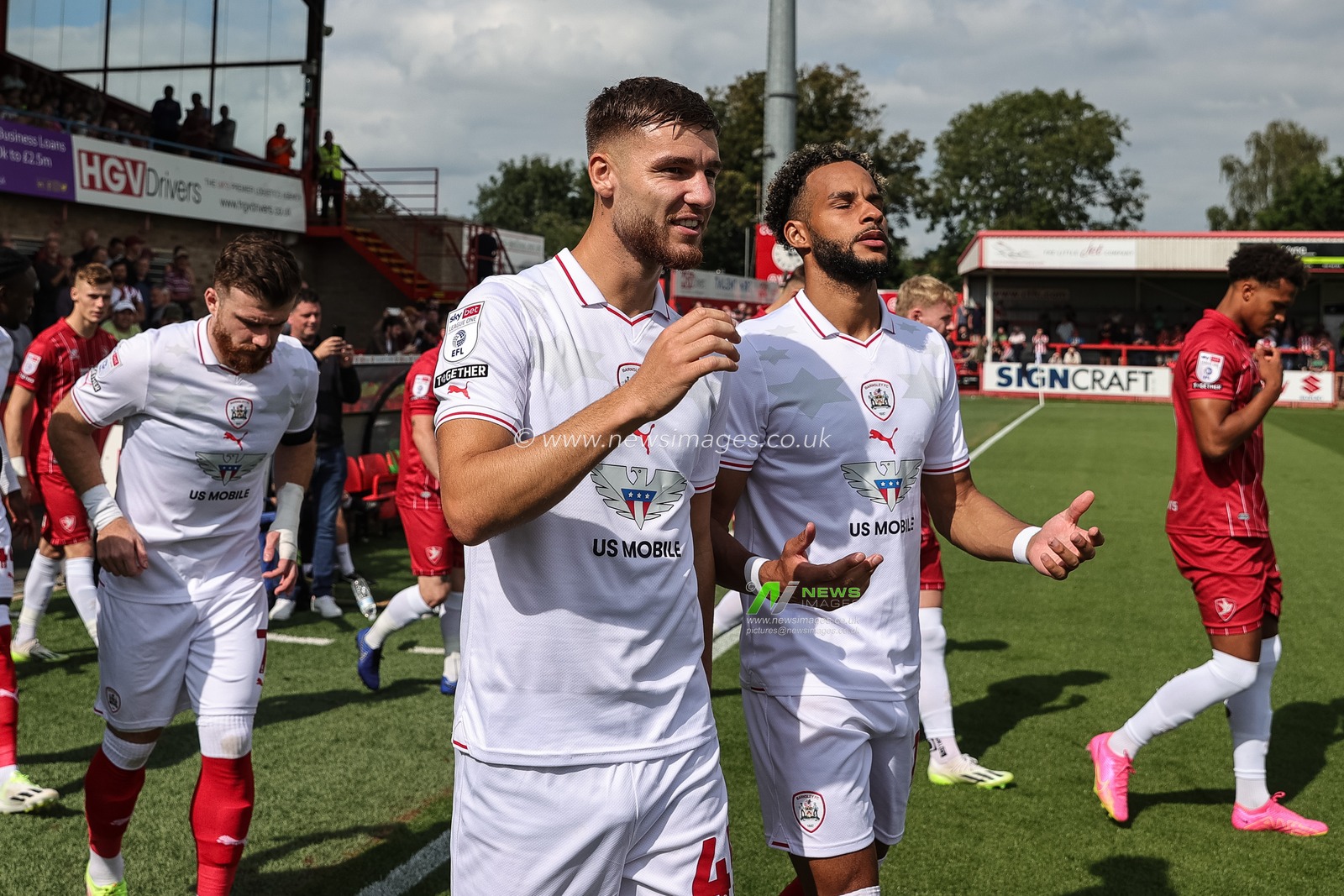 John Mcatee #45 of Barnsley and Barry Cotter #17 of Barnsley during the Sky Bet League 1 match Cheltenham Town vs Barnsley at The Jonny-Rocks Stadium, Cheltenham, United Kingdom, 2nd September 2023

(Photo by Mark Cosgrove/News Images)