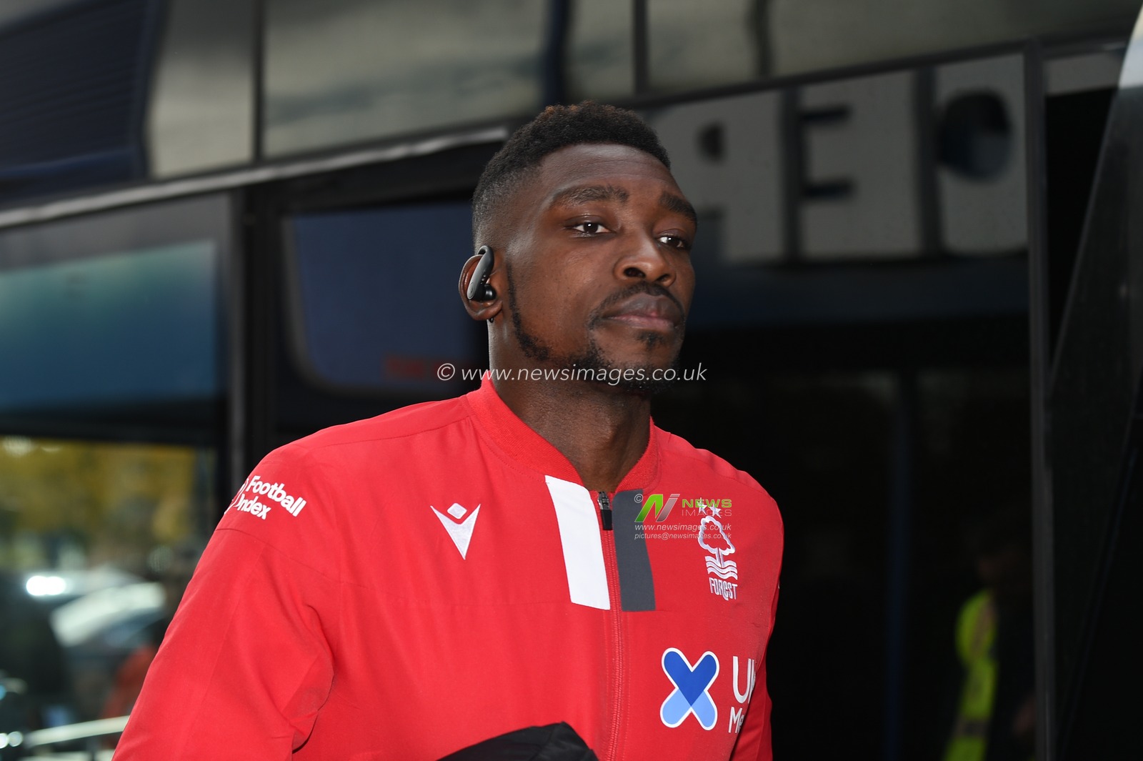 20th October 2019, DW Stadium, Wigan, England; Sky Bet Championship, Wigan Athletic v Nottingham Forest : Samba Sow (21) of Nottingham Forest arrives at the ground

Credit: Richard Long/News Images