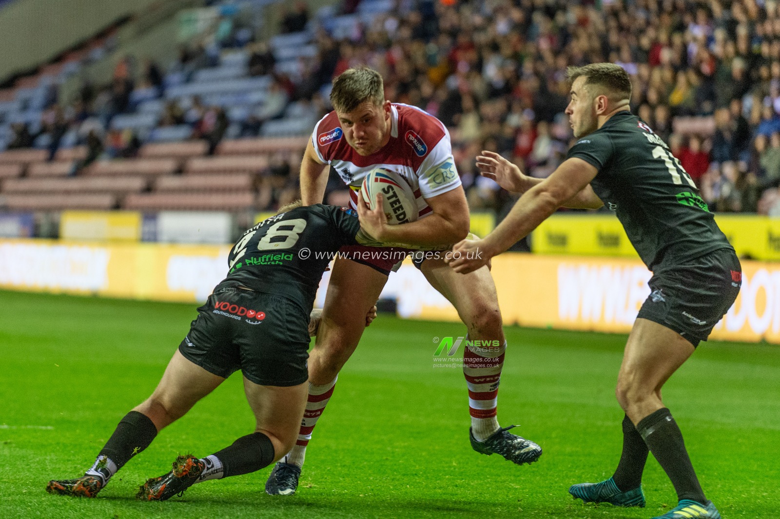 2nd May 2019 , DW Stadium, Wigan, England;  Betfred Super League, Round 14, Wigan Warriors vs London Broncos ; Joe Greenwood (11) of Wigan Warriors 

Credit: Richard Long/News Images