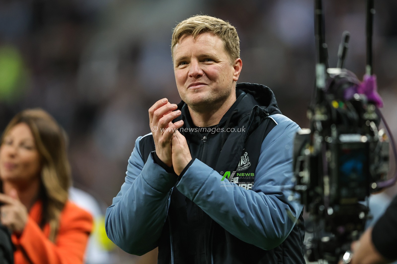Eddie Howe manager of Newcastle United applauds the fans at the end of the Premier League match Newcastle United vs Leicester City at St. James's Park, Newcastle, United Kingdom, 22nd May 2023

(Photo by Mark Cosgrove/News Images)