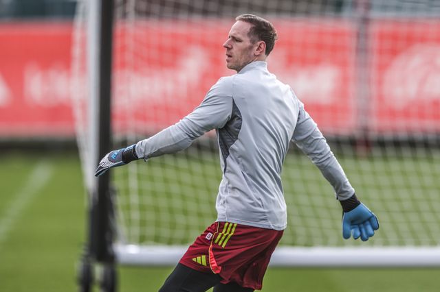 Nottingham Forest goalkeeper Matz Sels during the Nottingham Forest open training session ahead of their UEFA Europa League last 16 match against FC Midtjylland at The Nigel Doughty Academy, Nottingham, United Kingdom on 11 March 2026

(Photo by Alfie Cosgrove/News Images)