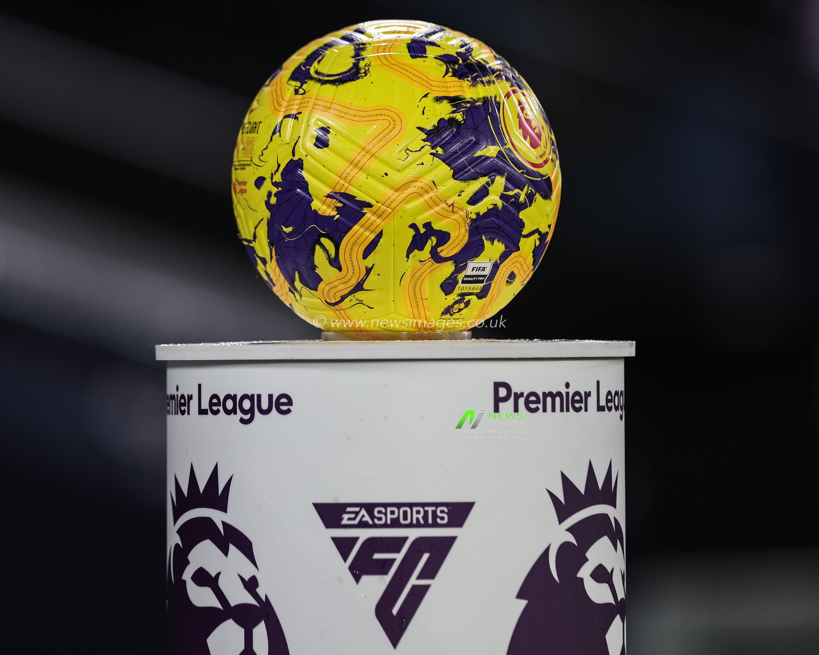 Premier League ball stand sponsored by EA Sports an the Nike winter match ball during the Premier League match Manchester City vs Brentford at Etihad Stadium, Manchester, United Kingdom, 20th February 2024

(Photo by Mark Cosgrove/News Images)