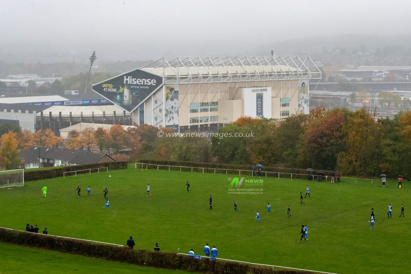 A youth Sunday league match goes on near Elland Road Stadium ahead of the Premier League match Leeds United vs Fulham at Elland Road, Leeds, United Kingdom, 23rd October 2022

(Photo by James Heaton/News Images)