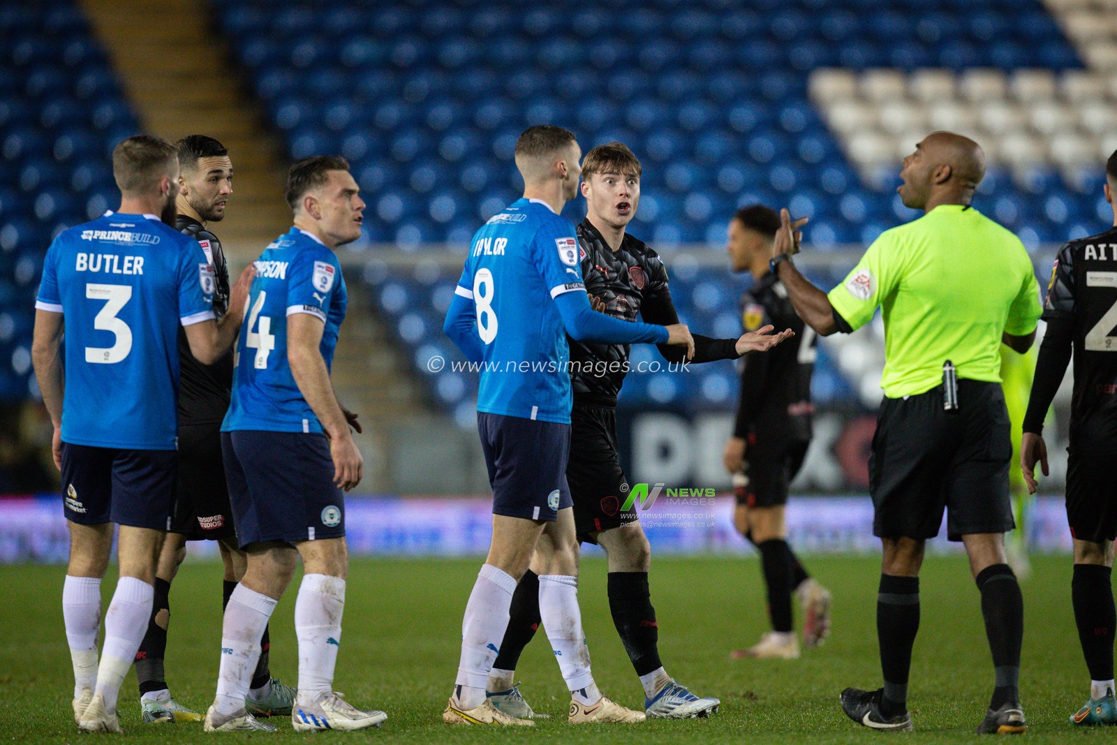 Luca Connell #48 of Barnsley gets into a disagreement with Ben Thompson #24 of Peterborough United during the Sky Bet League 1 match Peterborough vs Barnsley at Weston Homes Stadium, Peterborough, United Kingdom, 2nd December 2022

(Photo by James Heaton/News Images)