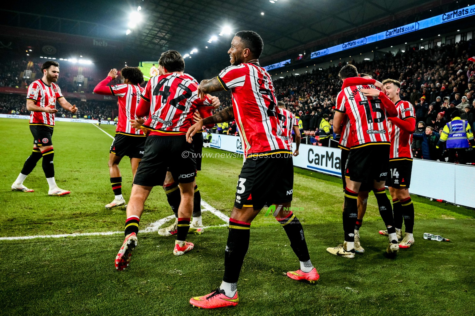 Anel Ahmedhodzic of Sheffield United celebrates his goal with teammates to make it 3-1 during the Sky Bet Championship match Sheffield United vs Middlesbrough at Bramall Lane, Sheffield, United Kingdom, 12th February 2025

(Photo by Craig Thomas/News Images)