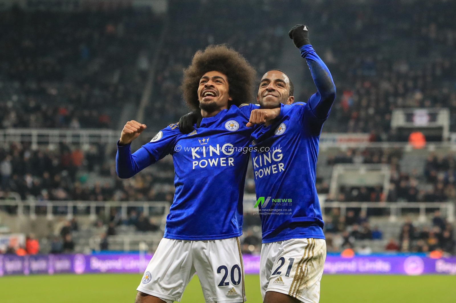 1st January 2020, St. James's Park, Newcastle, England; Premier League, Newcastle United v Leicester City : Hamza Choudhury (20) of Leicester City celebrates his goal to make it 0-3

Credit: Mark Cosgrove/News Images