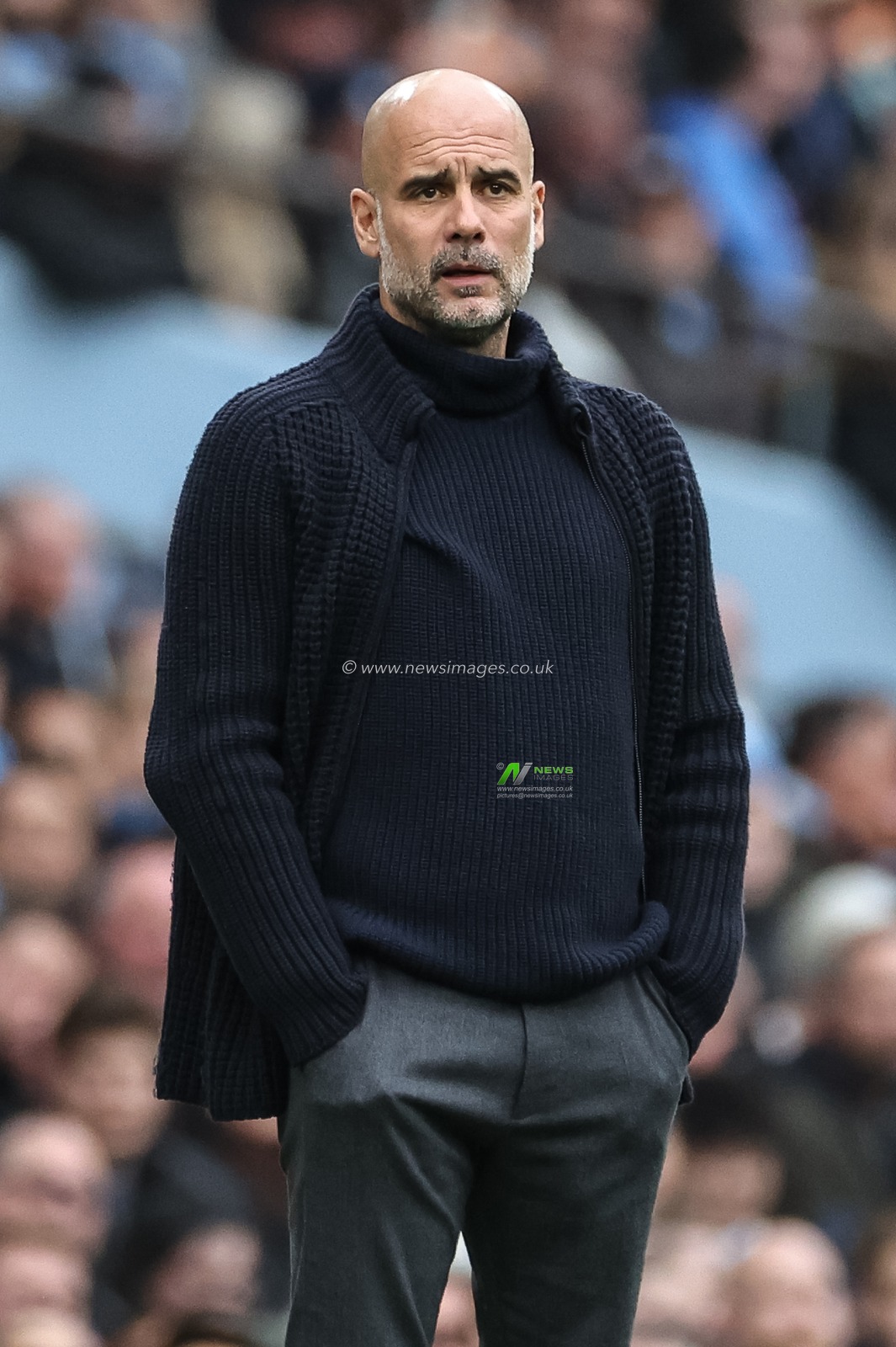Pep Guardiola manager of Manchester City looks on during the Premier League match Manchester City vs Wolverhampton Wanderers at Etihad Stadium, Manchester, United Kingdom, 4th May 2024

(Photo by Mark Cosgrove/News Images)