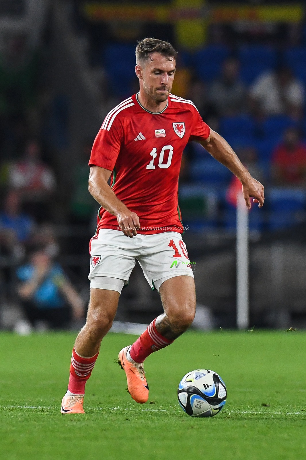 Aaron Ramsey of Wales Imakes a break with the ball during the International Friendly match Wales vs Korea Republic at Cardiff City Stadium, Cardiff, United Kingdom, 7th September 2023

(Photo by Mike Jones/News Images)