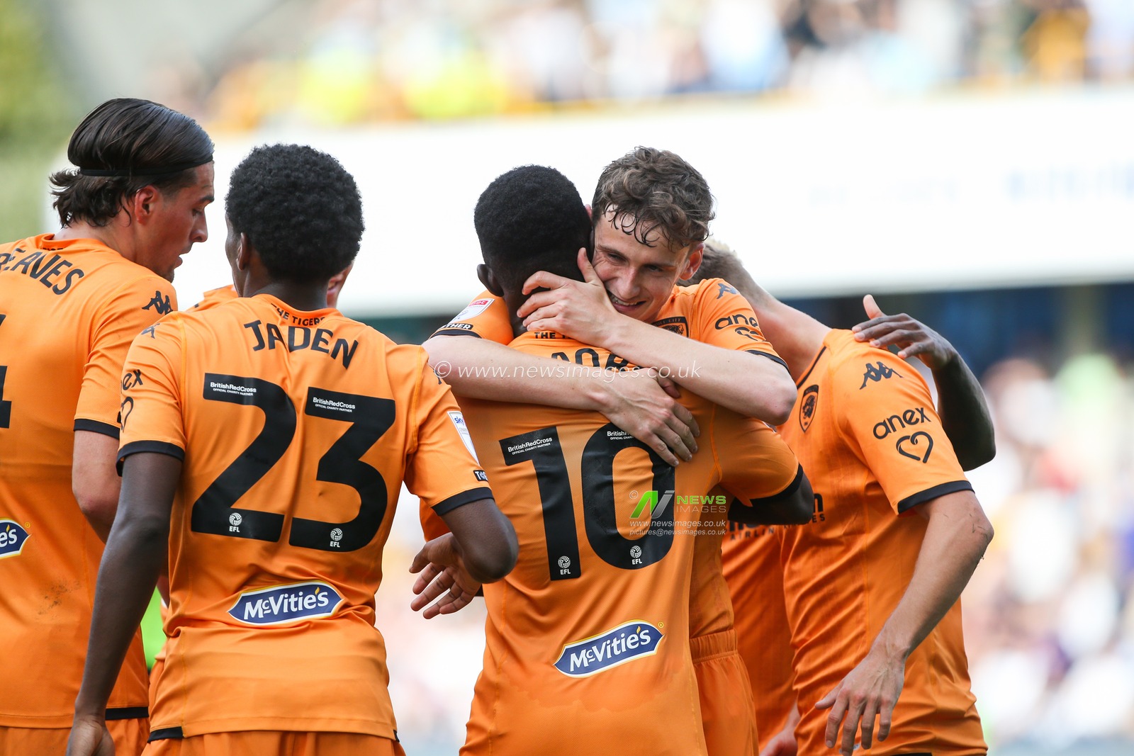 Adama TraorÃ© #10 of Hull City celebrates his goal to make it 1-2 during the Sky Bet Championship match Millwall vs Hull City at The Den, London, United Kingdom, 7th October 2023

(Photo by Arron Gent/News Images)