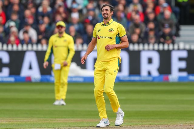 Mitchell Starc of Australia reacts during the Fifth Metro Bank One Day International match England vs Australia at Seat Unique Stadium, Bristol, United Kingdom, 29th September 2024

(Photo by Gareth Evans/News Images)