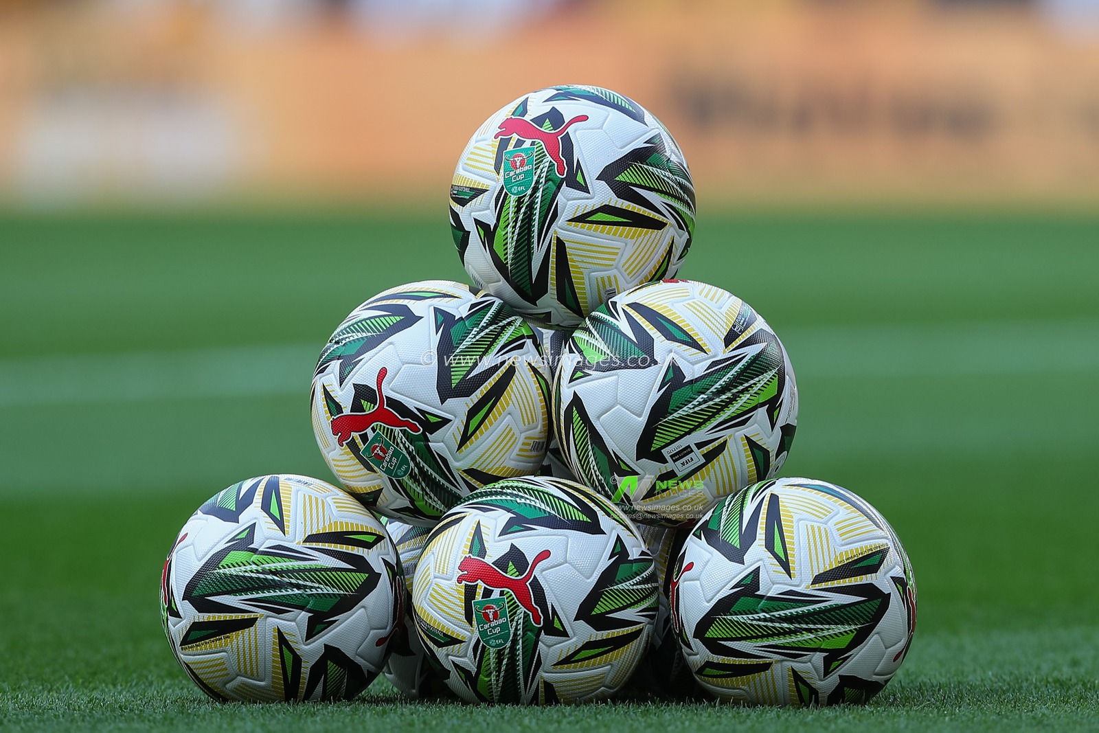Carabao Cup match balls lay waiting ahead of the warm ups during the Carabao Cup match Wolverhampton Wanderers vs Burnley at Molineux, Wolverhampton, United Kingdom, 28th August 2024

(Photo by Gareth Evans/News Images)