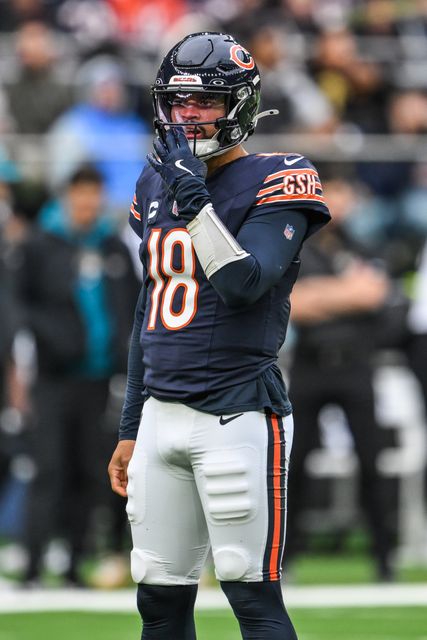 Caleb Williams of the Chicago Bears during the Week 6 match Chicago Bears vs Jacksonville Jaguars at Tottenham Hotspur Stadium, London, United Kingdom, 13th October 2024

(Photo by Craig Thomas/News Images)