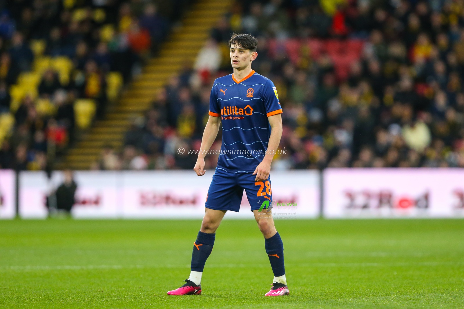 Charlie Patino #28 of Blackpool during the Sky Bet Championship match Watford vs Blackpool at Vicarage Road, Watford, United Kingdom, 14th January 2023

(Photo by Arron Gent/News Images)