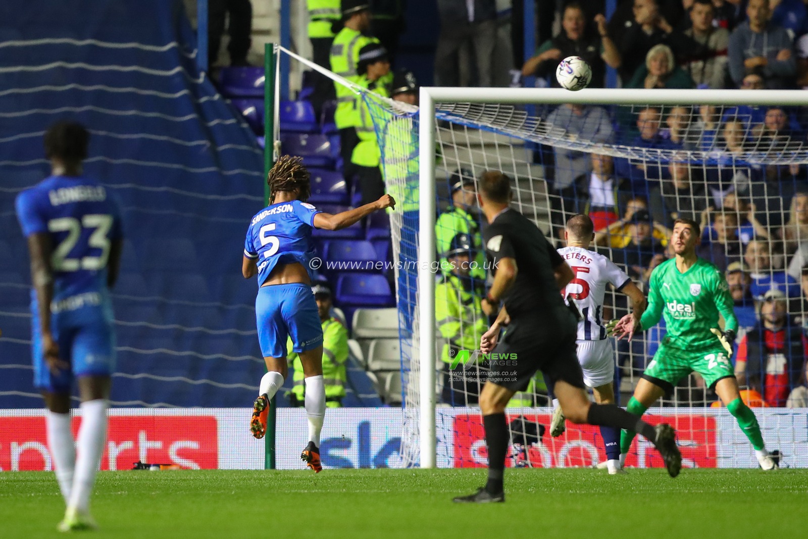 Dion Sanderson #5 of Birmingham City scores a goal to make it 2-1 during the Sky Bet Championship match Birmingham City vs West Bromwich Albion at St Andrews, Birmingham, United Kingdom, 6th October 2023

(Photo by Gareth Evans/News Images)