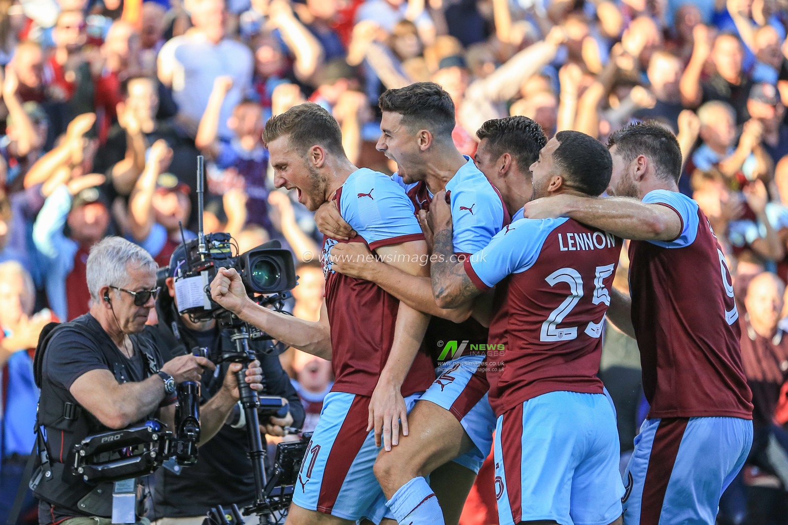 2nd August 2018, Turf Moor, Burnley, England; UAFA Europa League Qualifying Second Round Burnley v Aberdeen; Chris Wood (11) of Burnley celebrates his goal
