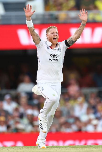 Ben Stokes of England  dismisses Marnus Labushchagne of Australia  during the NRMA Insurance Ashes Second Test Day 2 Australia vs England at The Gabba, Brisbane Cricket Ground, Brisbane, Australia, 5th December 2025

(Photo by Pat Hoelscher/News Images)

*** GER AUT SUI OUT ***