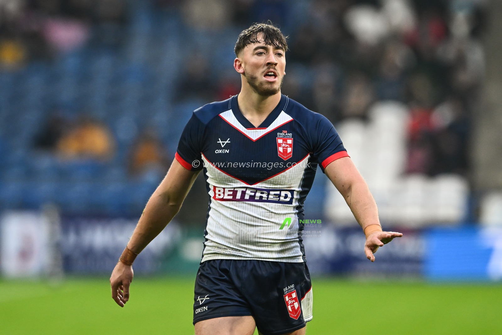 Matty Ashton of England during the Rugby League International match England vs Tonga at John Smith's Stadium, Huddersfield, United Kingdom, 28th October 2023

(Photo by Craig Thomas/News Images)
