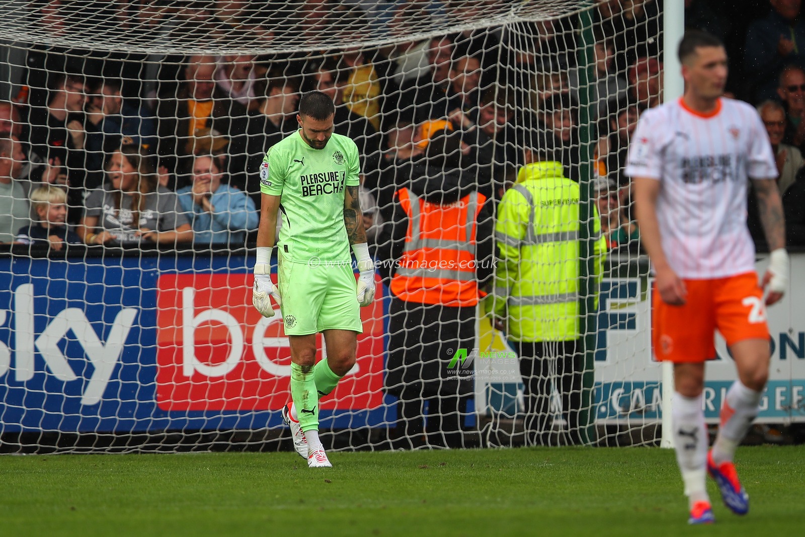 Richard O'Donnell of Blackpool reacts to his side conceding a goal to make it 4-4 during the Sky Bet League 1 match Cambridge United vs Blackpool at Abbey Stadium, Cambridge, United Kingdom, 24th August 2024

(Photo by Gareth Evans/News Images)